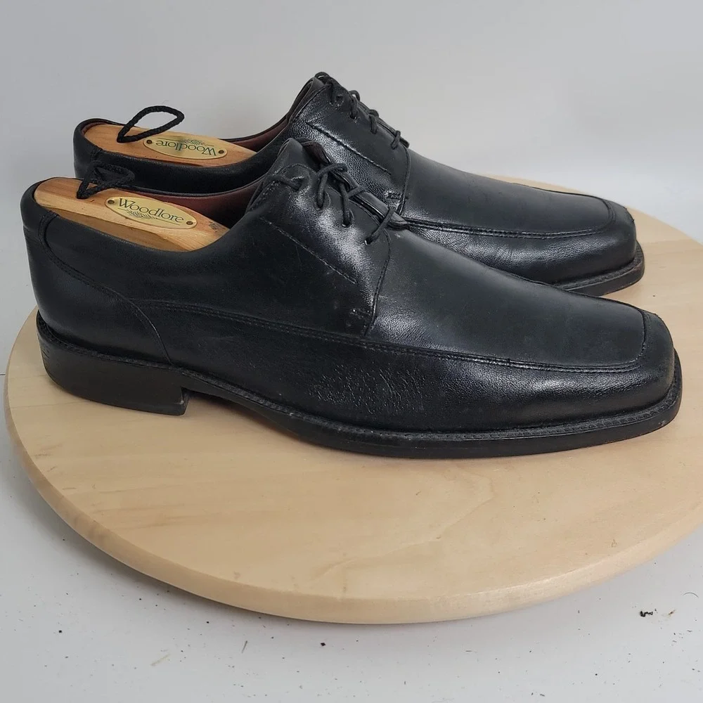 JOHNSTION &MURPHY MEN'S BLACK LEATHER OXFORT COMFORT WORK SHOES SIZE 9.5 M